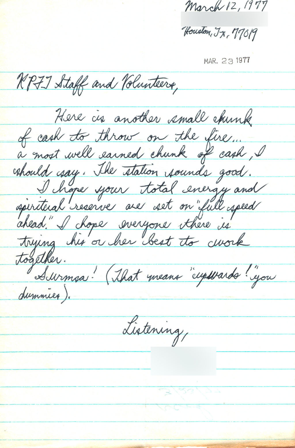 1977 Letter